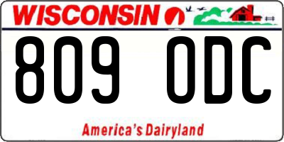 WI license plate 809ODC