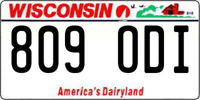 WI license plate 809ODI