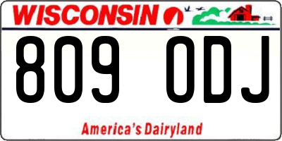 WI license plate 809ODJ
