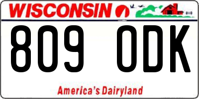 WI license plate 809ODK