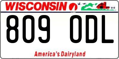 WI license plate 809ODL