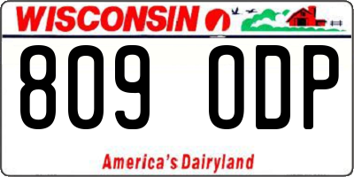WI license plate 809ODP