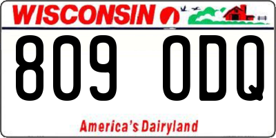 WI license plate 809ODQ