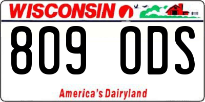 WI license plate 809ODS