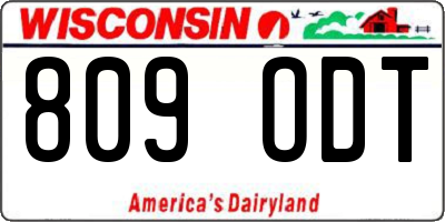 WI license plate 809ODT