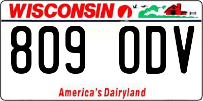 WI license plate 809ODV