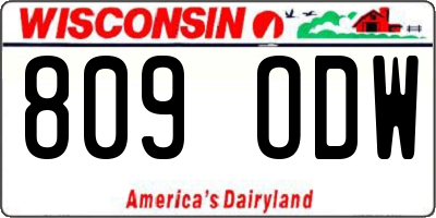 WI license plate 809ODW