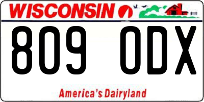 WI license plate 809ODX