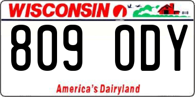 WI license plate 809ODY