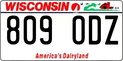 WI license plate 809ODZ