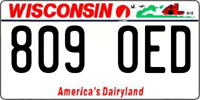 WI license plate 809OED