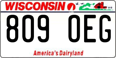 WI license plate 809OEG
