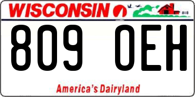 WI license plate 809OEH
