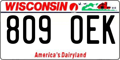 WI license plate 809OEK