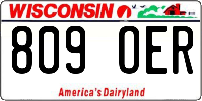 WI license plate 809OER