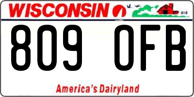 WI license plate 809OFB