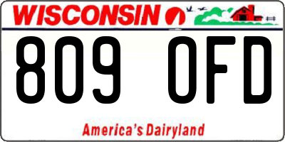 WI license plate 809OFD