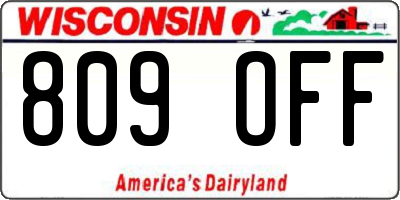 WI license plate 809OFF