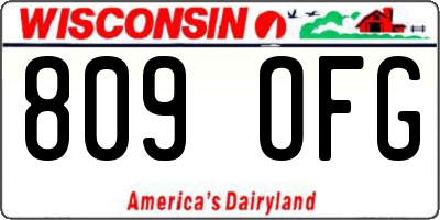 WI license plate 809OFG