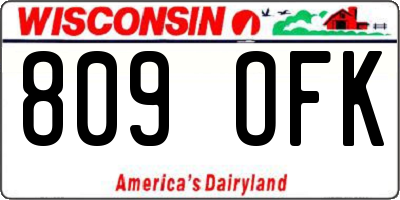 WI license plate 809OFK