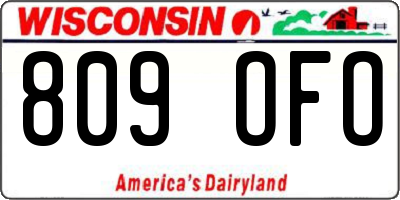 WI license plate 809OFO