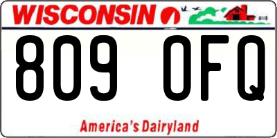 WI license plate 809OFQ