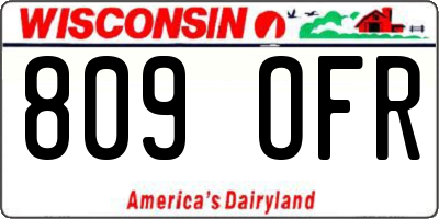 WI license plate 809OFR