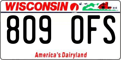 WI license plate 809OFS