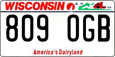 WI license plate 809OGB