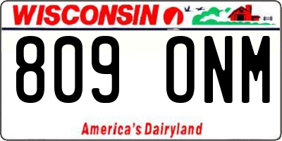 WI license plate 809ONM
