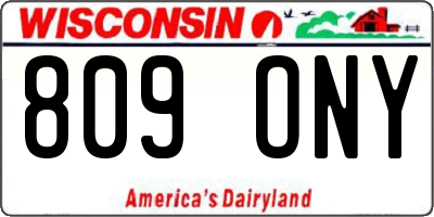 WI license plate 809ONY