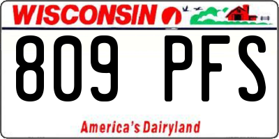 WI license plate 809PFS