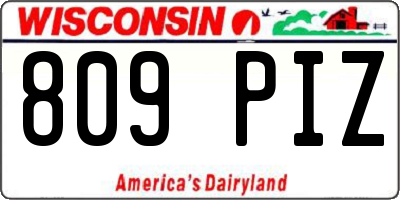 WI license plate 809PIZ