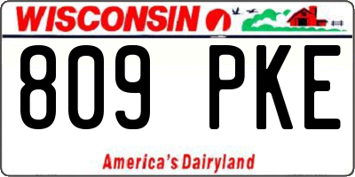WI license plate 809PKE