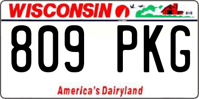 WI license plate 809PKG