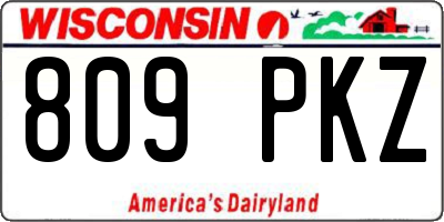 WI license plate 809PKZ