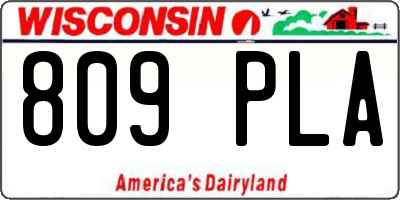 WI license plate 809PLA
