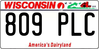 WI license plate 809PLC