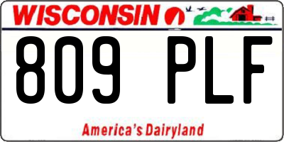 WI license plate 809PLF