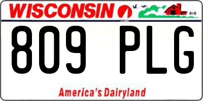 WI license plate 809PLG