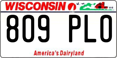 WI license plate 809PLO