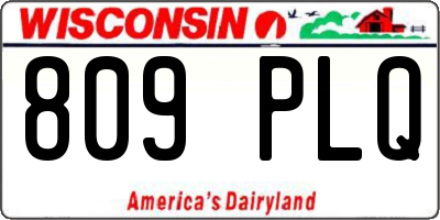 WI license plate 809PLQ