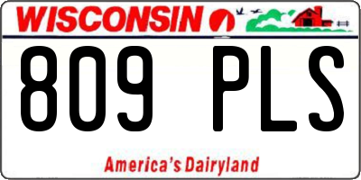 WI license plate 809PLS