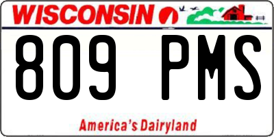 WI license plate 809PMS