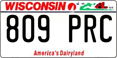 WI license plate 809PRC