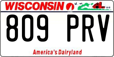 WI license plate 809PRV