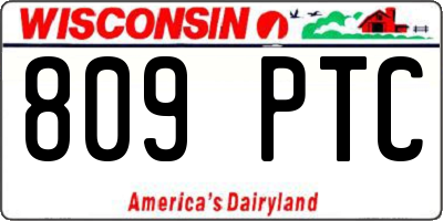 WI license plate 809PTC
