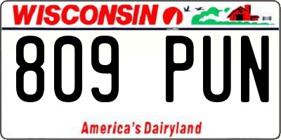 WI license plate 809PUN