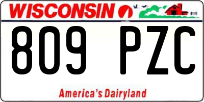 WI license plate 809PZC