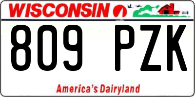 WI license plate 809PZK